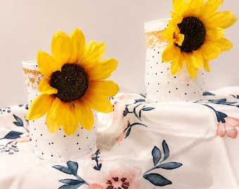 Handmade Sunflower Vase Set | Rustic Farmhouse Floral Arrangement