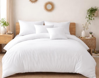 4PC Pure White Set 100% Egyptian Cotton Bedding Hotel Quality Washable