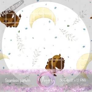 Buffalo Nursery Textured Digital Paper – Hand Drawn Seamless Pattern for Sublimation, Fabric & Surface Design