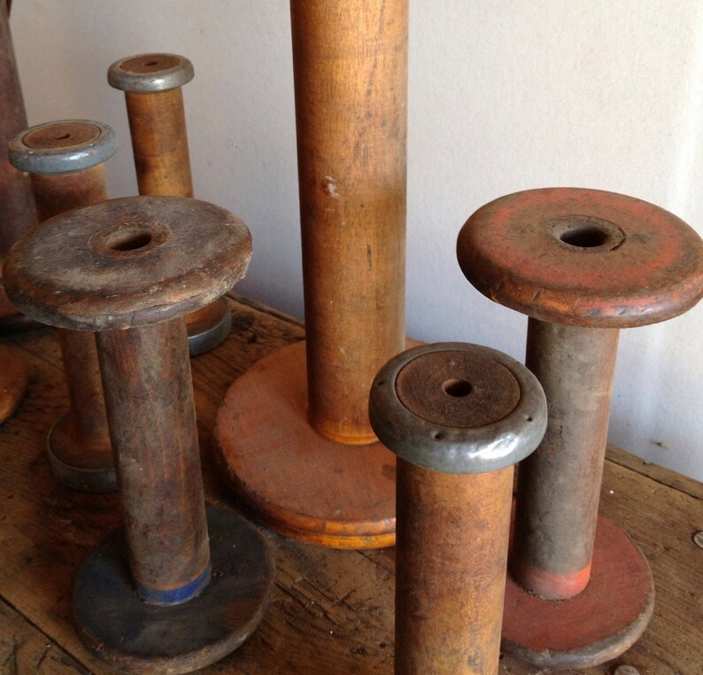 Antique Textile Mill Bobbins Etsy