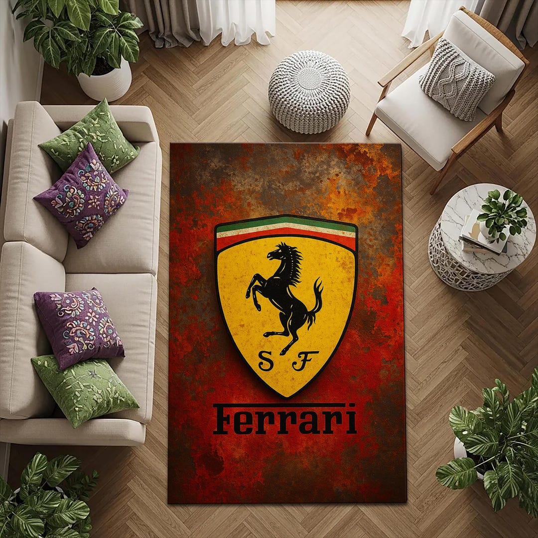 Ferrari Rug, Car Logo Rug, Luxury Car Rug, Formula1 Rug, Ferrari Theme ...