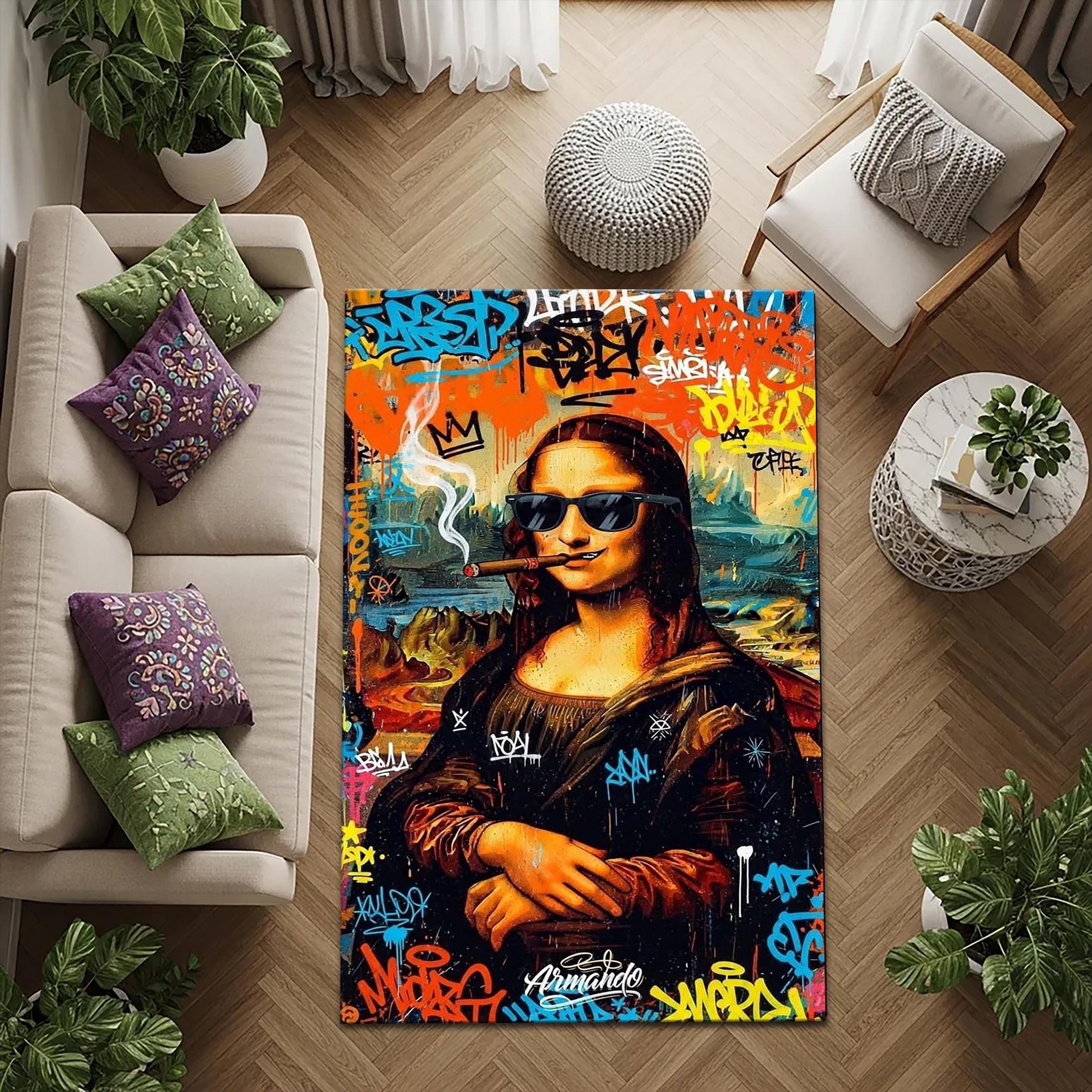 Urban Pop Art Area Rug 5x8 6x9 8x10 – Washable Non Slip Graffiti