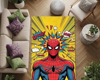 Spiderman Rug, Super Hero Rug, Cartoon Rug, Kids Room Rug, Super Hero for Kids Room Decor, Avenger Rug, Custom Print Rug, Boys Room Rug