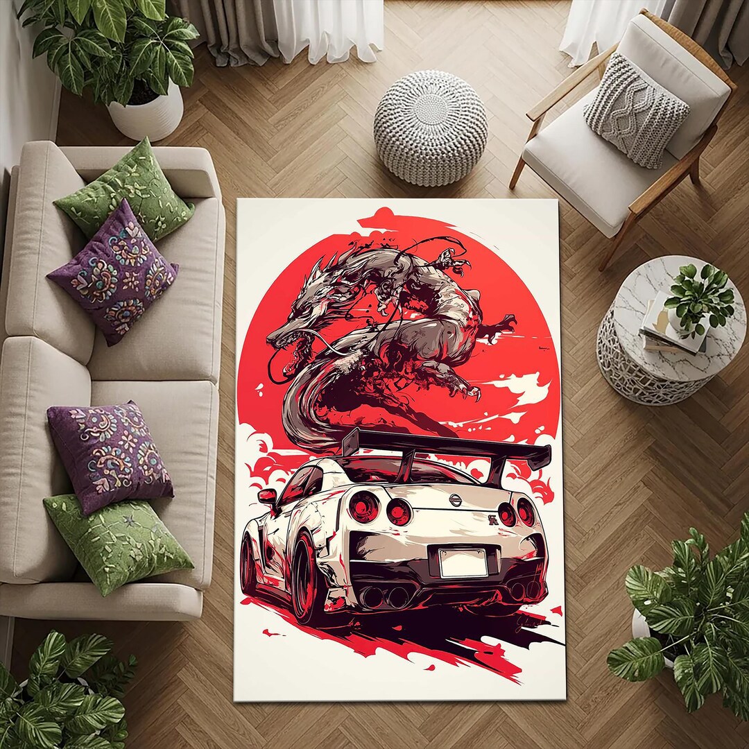 R35 Rug Nissan GT-R R35 JDM Art Rug, Car Print Rug, Scenic Automotive Area Rug ...