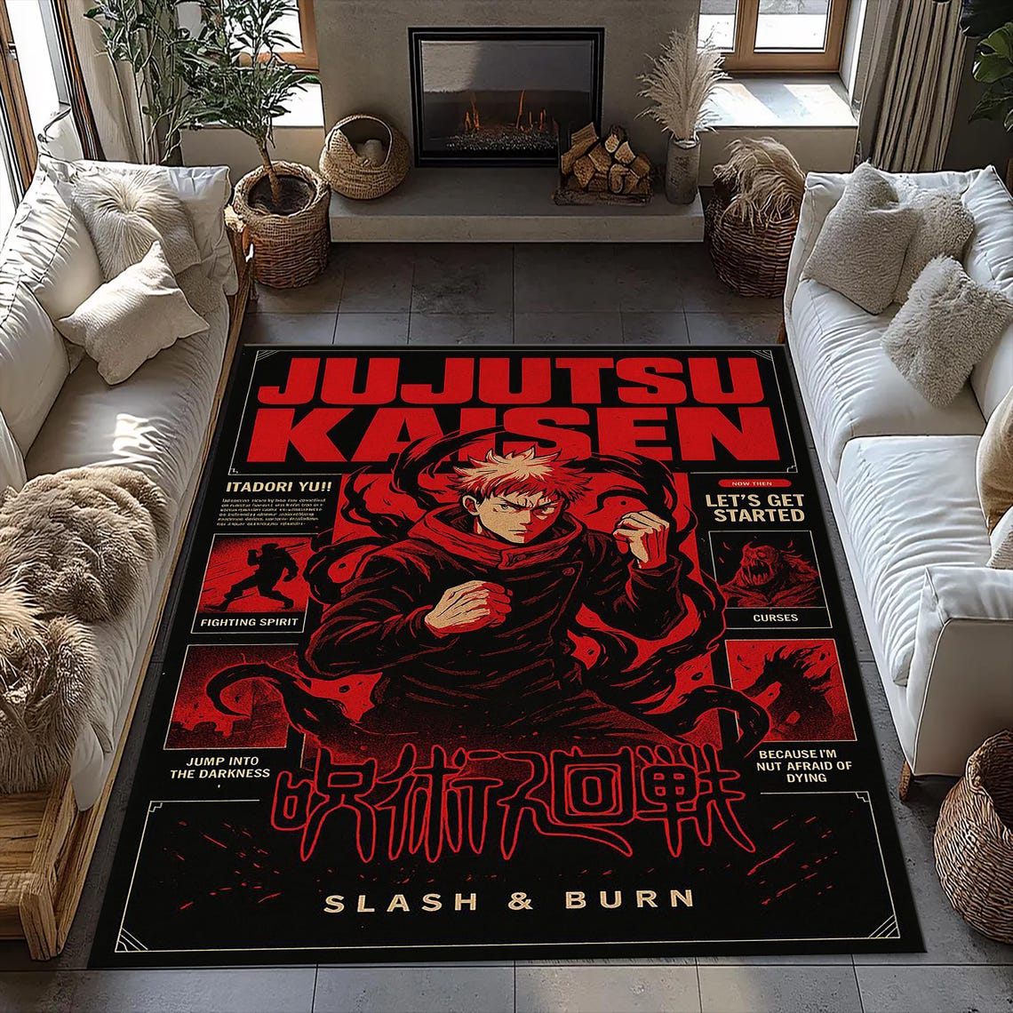 Jujutsu Kaisen Rug, Anime Rug, Gift for Anime Fans, Manga Rug, Anime ...