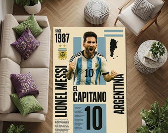 Messi Rug, Lionel Messi Rug, Football  Player Rug, Argentina Fan Gift, Boys Room Rug, Game Room Rug, The Goat Rug, Gift For Him, Soccer Rug