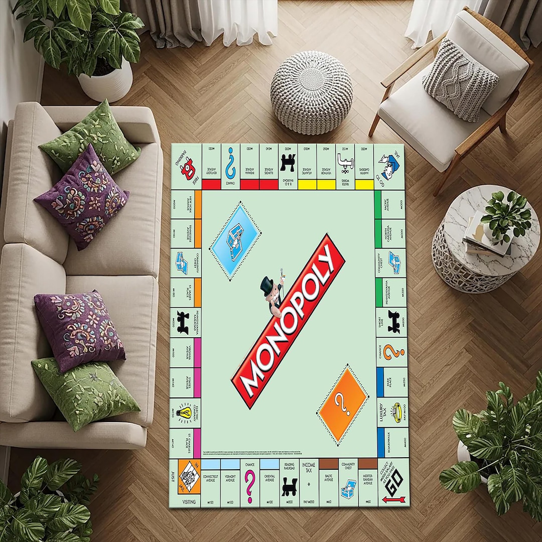 Monopaly Rug Monopoly Game Rug, Kids Playing Rug, Board Game Rug, Game Room Rug ...