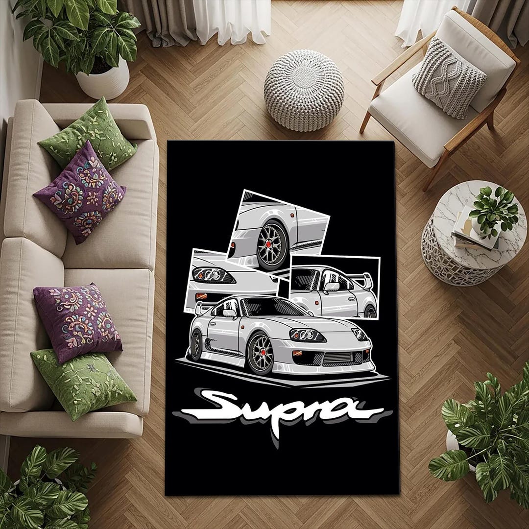 Supra Rug, Luxury Car Rug, Auto Lovers Gift , Super Car Rug, Man Cave ...