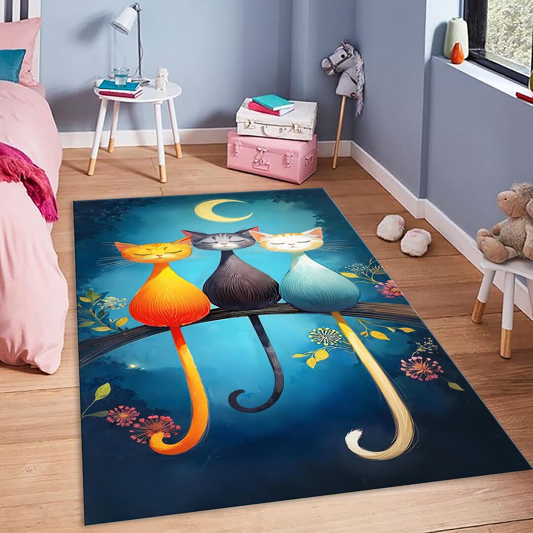 Baby Sleep Rug Sleeping Cats Kids Room Rug Calm Night Nursery Rug for Baby and Toddler ...