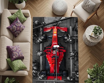 Vintage Red Sports Car Rug, Luxury Performance Car Ru Racing Theme Rug, Supercar Inspired Rug, Sports Car Print Rug, Gift for Him,