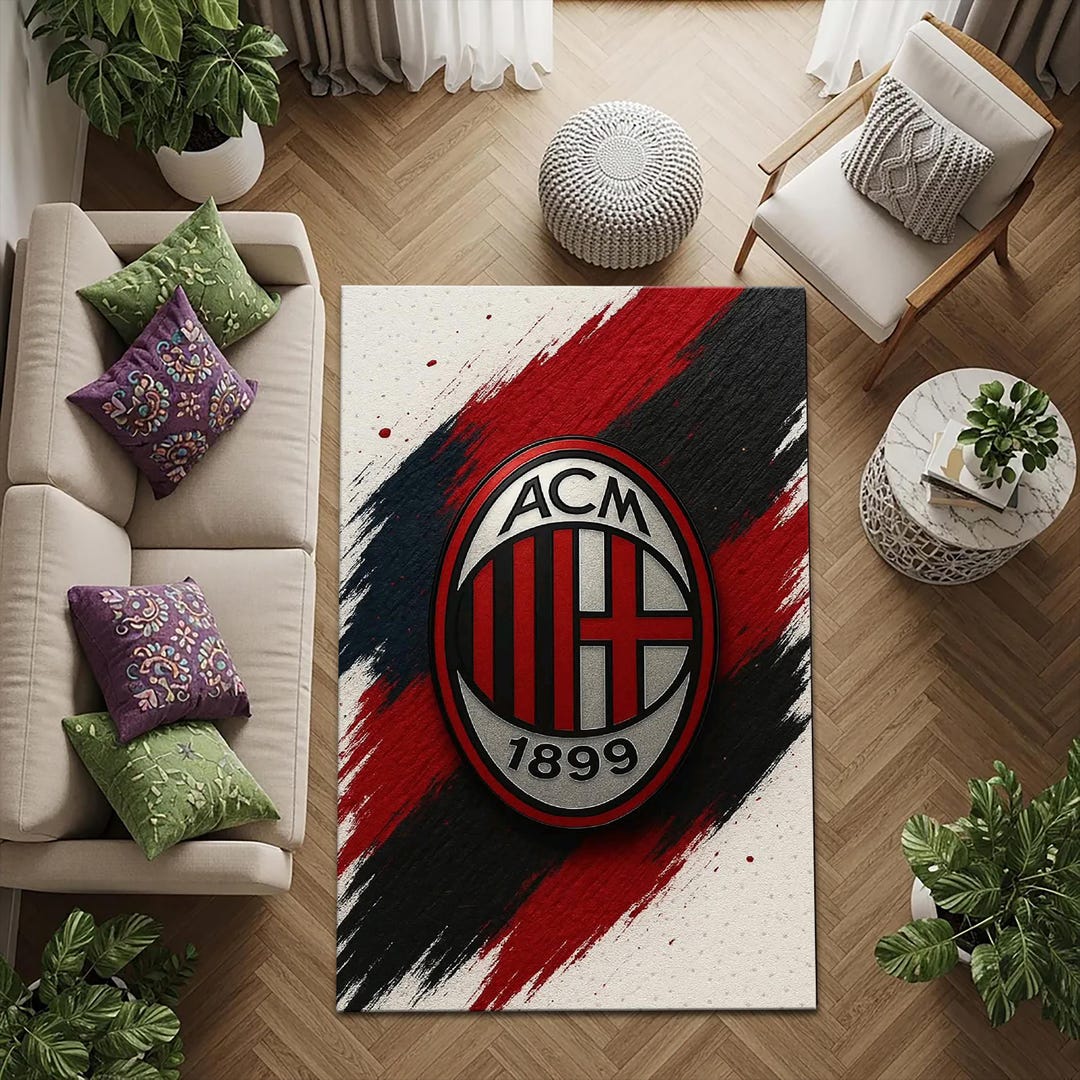 Ac Milan Rug, AC Milan Logo Rug, Forza Milano Custom Rug, Italian ...