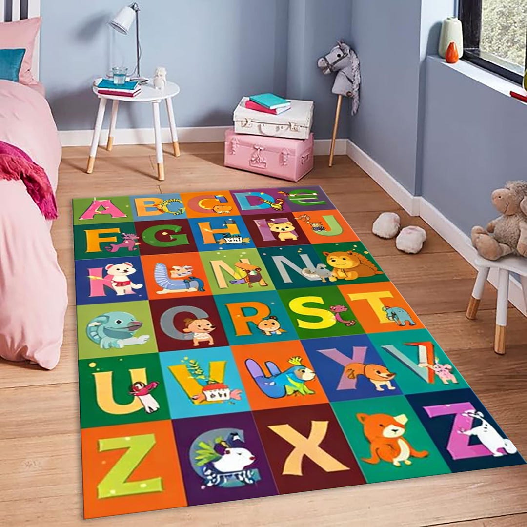 Colorful Alphabet Kids Room Rug, Educational ABC Play Mat for Toddler ...