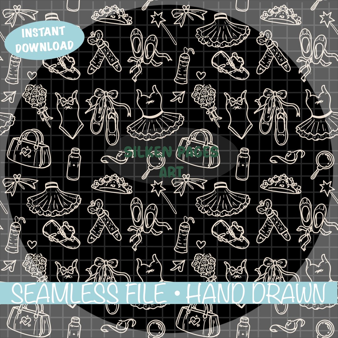 Ballet Seamless Pattern, Dance Outline Art, Fashion Fabric Print (PNG ...