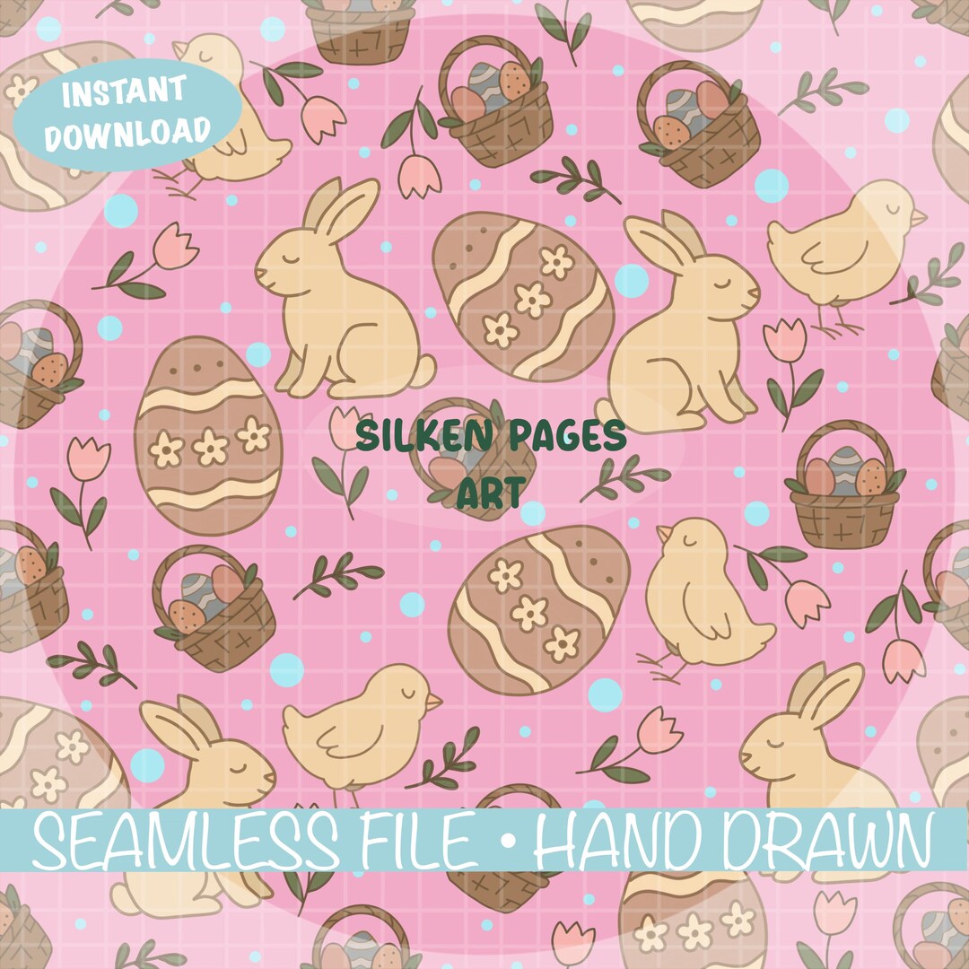 Cute Easter Bunny Seamless Pattern | Pastel Spring Digital Paper PNG ...
