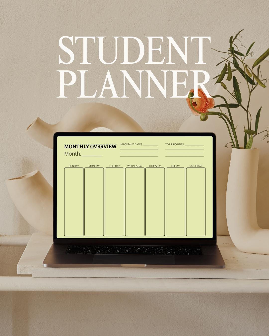 Student Planner Printable | Undated Academic Calendar PDF | College