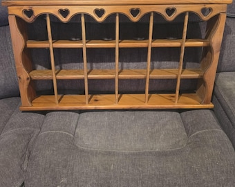 Vntage Wood Wall Hanging 3 Tier 18 Tea Cup Saucer Curio Display Shelf Knick Rack