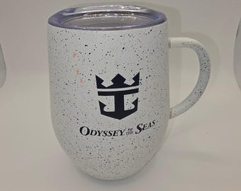 Royal Caribbean Odyssey of the Seas Insulated Travel Mug White Blue Speckled