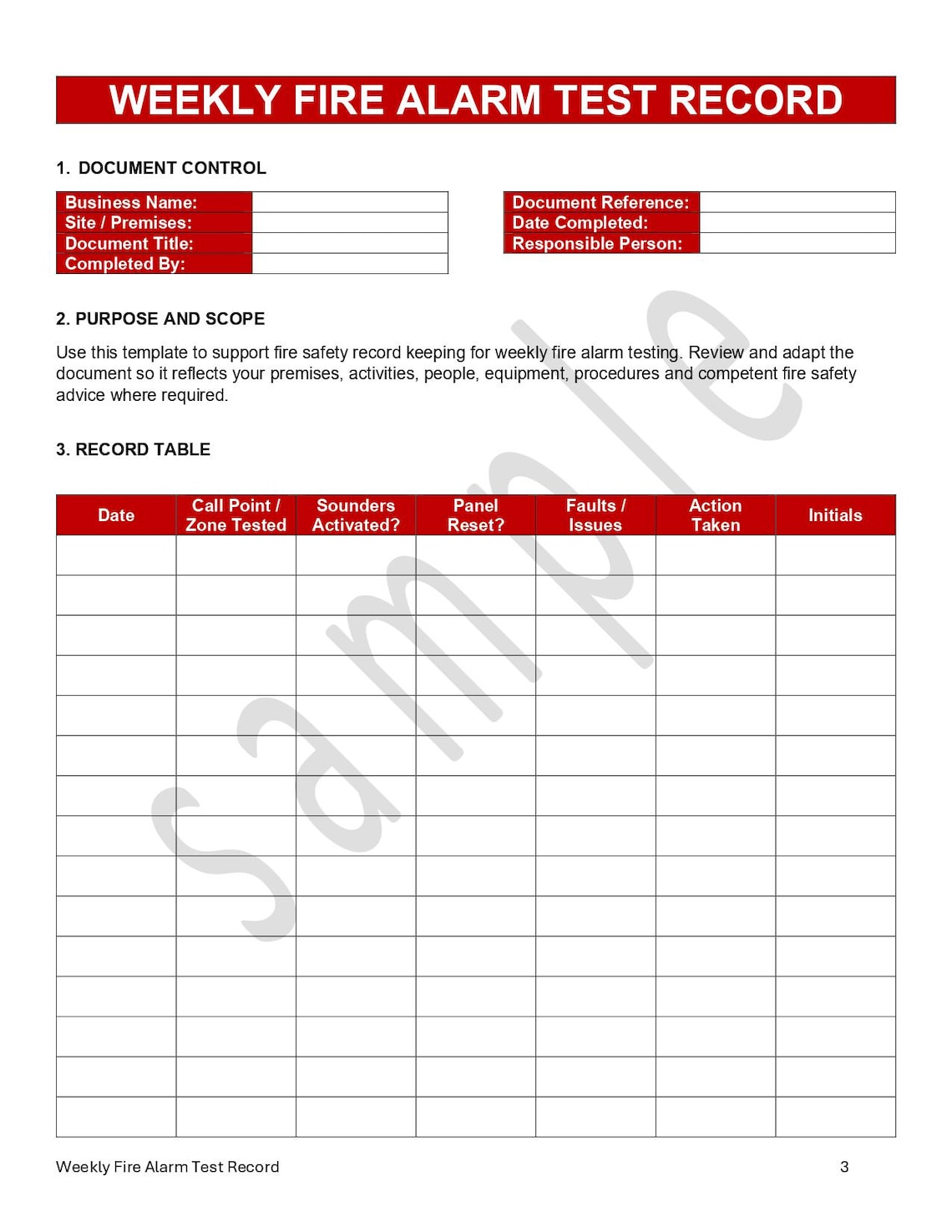 Weekly Fire Alarm Test Record Log Book | BS5839 Compliant | Fire Safety ...