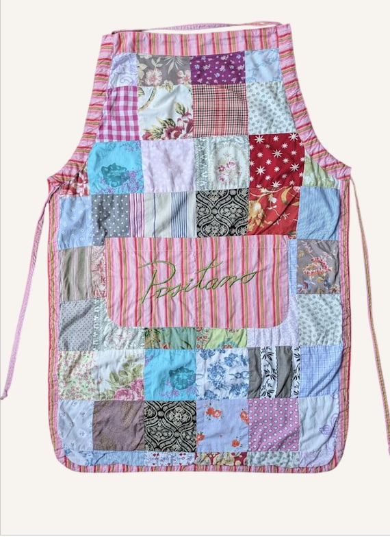 Vintage Patchwork Apron – “Positano” Embroidered … - image 2