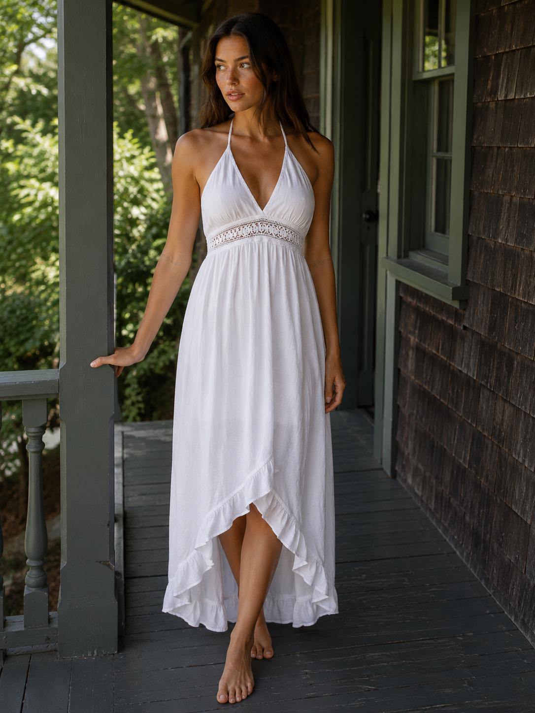 White Low Back Maxi Dress - Etsy