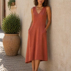 Terracotta Midi Dress - Etsy