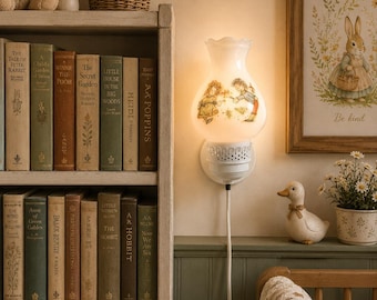 Vintage 1970s Milk Glass Nursery Wall Lamp | Cottagecore Nursery Night Light | Storybook Accent Sconce
