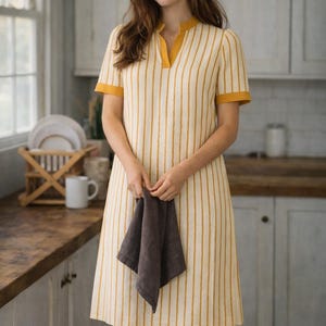 linen dresses made in canada Sleeveless Linen Dress ACADIA in Natural melange