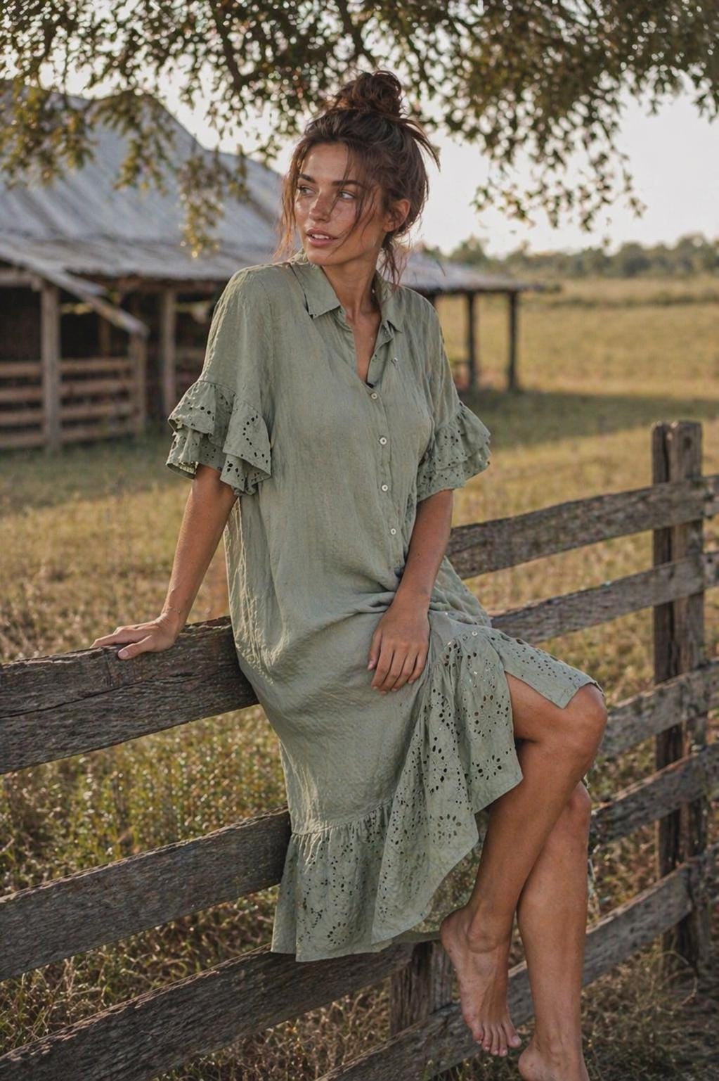 knee length dresses for ladies Portofino Linen Dress - Made in Italy