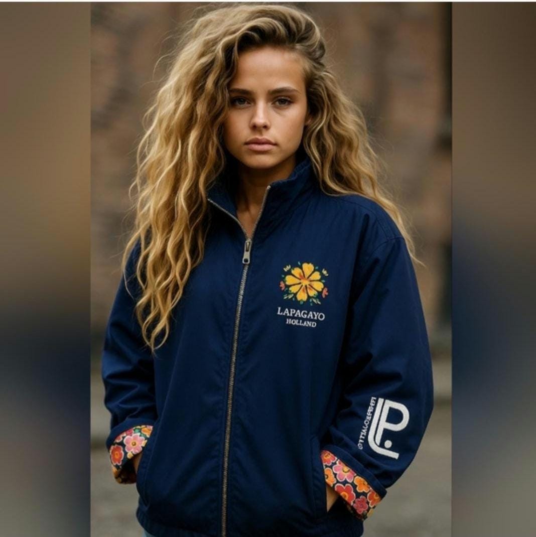 Lapagayo Holland Lightweight Zip Jacket | Floral Cuff Detail | Fun