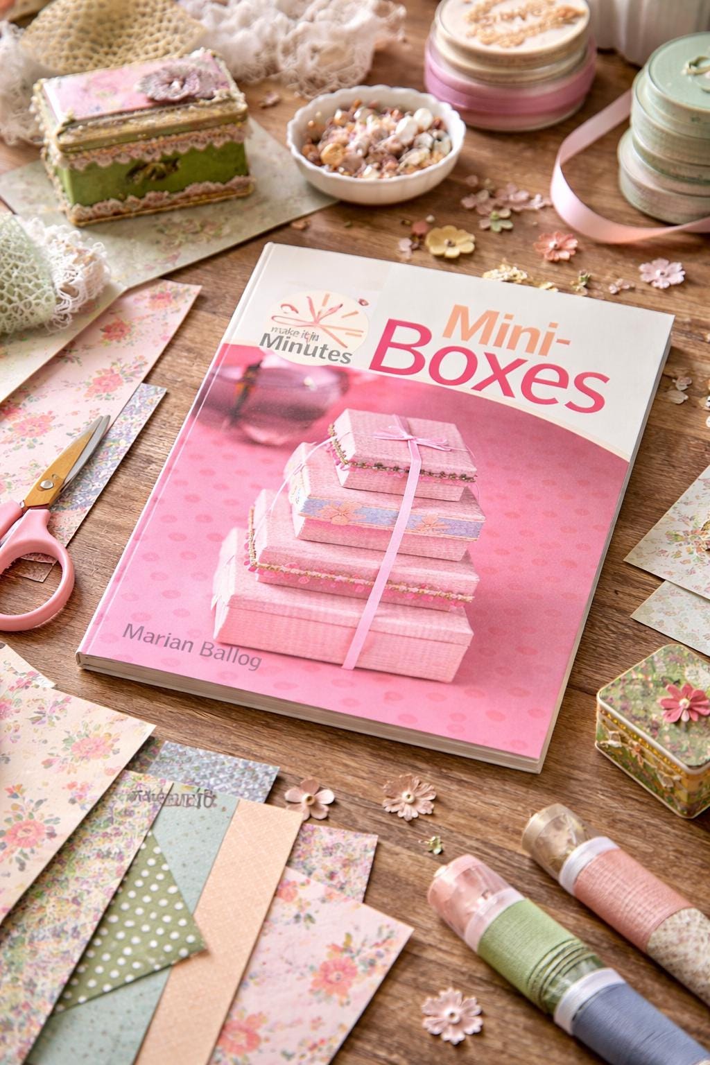 Vintage Mini Boxes Craft Book by Marian Ballog Make It in Minutes DIY Gift Box Ideas Scrapbooking Paper Crafts Spiral Bound