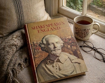 1964 Shakespeare’s England Book | Illustrated Elizabethan History | Vintage British Culture | London Engravings | Literary Gift