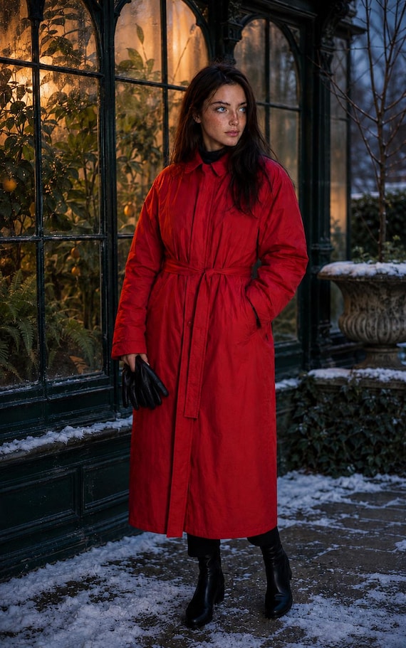 Vintage Eddie Bauer Red Gore-tex Full Length Trench Coat | Zip-out