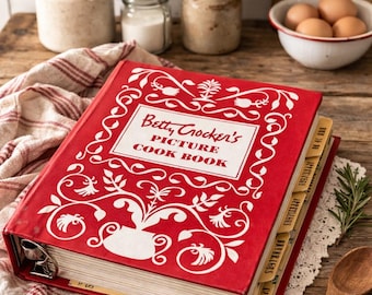 Vintage Betty Crocker’s Picture Cook Book Binder | 1950s Illustrated Cookbook | Mid Century Kitchen Classic | Retro Homemaking Guide
