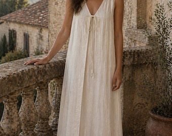 Luxury Resort Cotton Viscose Duster | Soft Metallic Stripe Layer | Full Length Euro Coastal Wrap | Neutral Open Drape Vest