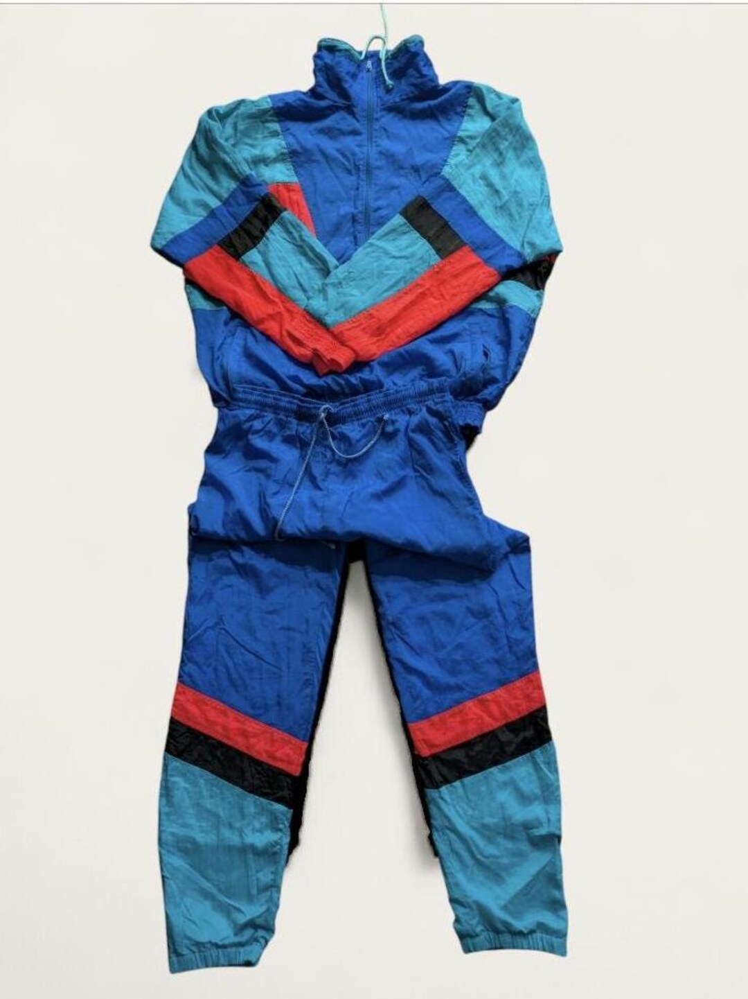 Vintage 80s Colorblock Nylon Warm-up Suit – Champion's Choice, Size L ...