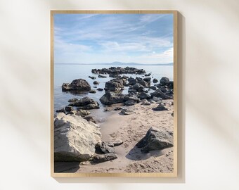 Calming Beach Print, Minimalist Wall Art, Ocean Landscape Photo, Nature Photography, Coastal Home Decor