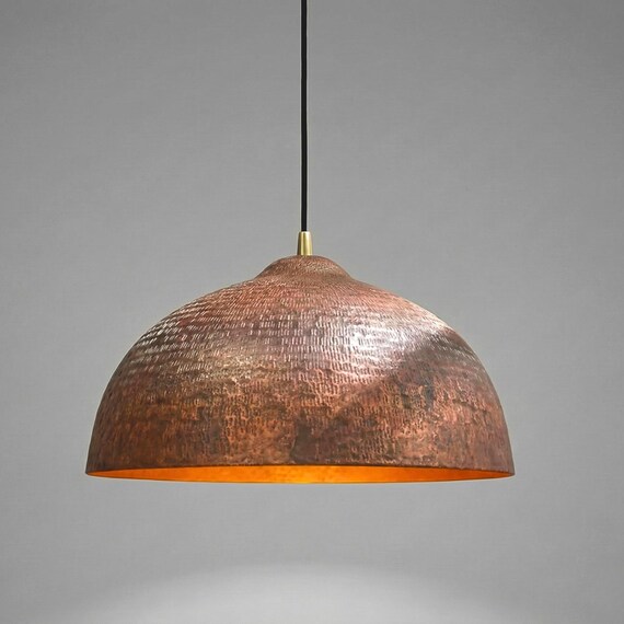 Hammered Copper Pendant Light,Copper Dome Lamp,Farmhouse Kitchen Island Lighting, Handcrafted Ceiling Fixture