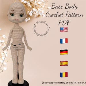 Modèle de base du corps de poupée au crochet 35 cm de haut | Amigurumi, Modelage du visage (Modèle PDF)
