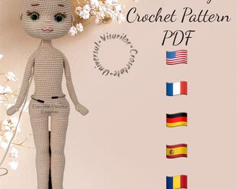 Crochet Doll Body Base Pattern 35 cm tall| Amigurumi, Face Shaping (PDF Pattern)