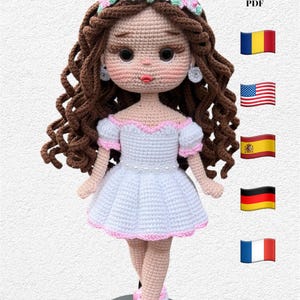 Patrón de muñeca Elia de crochet de 30 cm