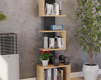 Modern Wooden Bookshelf Plans Step By Step: DIY Shelving, Easy Build (PDF Digital Download)