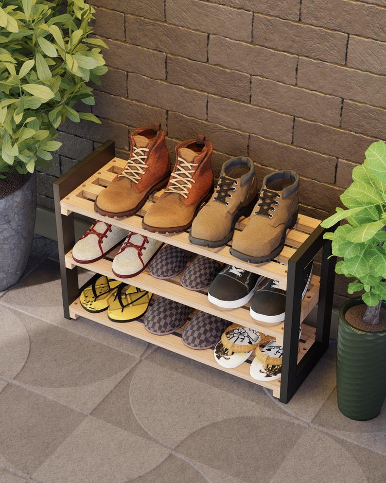 DIY Entryway Shoe Rack Blueprint | Wooden Shoe Organizer Plans (PDF ...