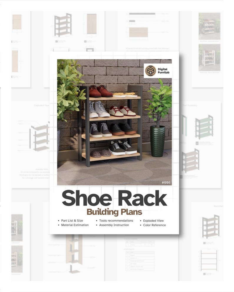 DIY Shoe Rack Plans : Shoe Storage Shelves Blueprint - PDF Download - Etsy