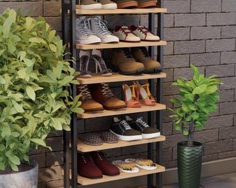 DIY-Schuhregal-Plan-Blueprint aus Holz, Schuhregal mit 7 Ebenen (PDF-Blueprint)