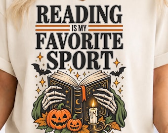 Reading Is My Favorite Sport Shirt,Spooky Season Book Shirt,Halloween Book Tee,Book Nerd Gift Ideas,Bookish Fall Sweatshirt,Book Theme Shirt