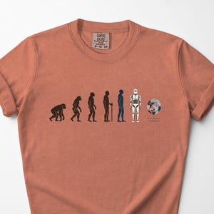 Human Evolution AI T Shirt, Science Geek Design, Post Human Intelligence Concept Futuristic Technology Art ,Unisex Vintage Style Tee