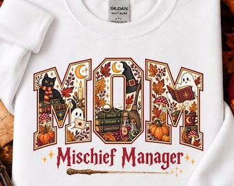 Wizard Mom Tee & Sweatshirt, Magical Mama Gift, Manager of Mischief Shirt, Fantasy Mom Shirt, Witchy Mom Shirt, Halloween Crewneck 2026