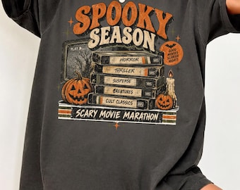 Comfort Colors Vintage Halloween VHS Shirt, Retro Spooky Season Tee, Funny Halloween Movies T-shirt, Horror Scary Movie Outfit,Spooky Season