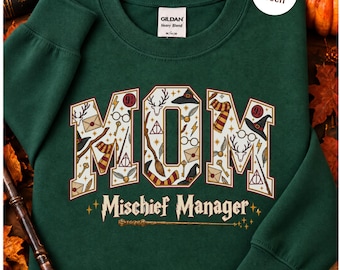 Wizard Mom Sweatshirt, Manager of Mischief Crewneck, Magical Mama Gift for Bookish Moms, Fantasy Mom Shirt, Witchy Mom Shirt, Wizard Mom Tee
