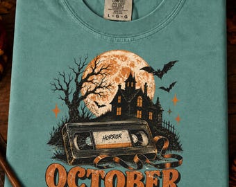 Comfort Colors Vintage Halloween VHS Shirt, Retro Spooky Season Tee, Funny Halloween Movies T-shirt, Horror Scary Movie Outfit